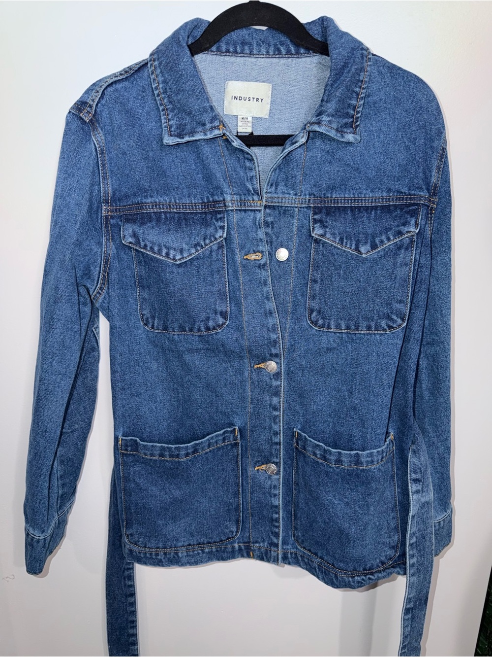 Industry Denim Utility Jacket Belted Blue Wash Lightweight Size M - Picture 6 of 11